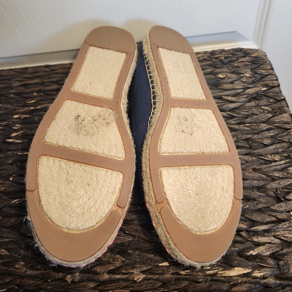 J. Crew Pink Navy Colorblock Flat Canvas Espadrille Slip Ons Vacation Beach‎ 9 - Picture 6 of 7